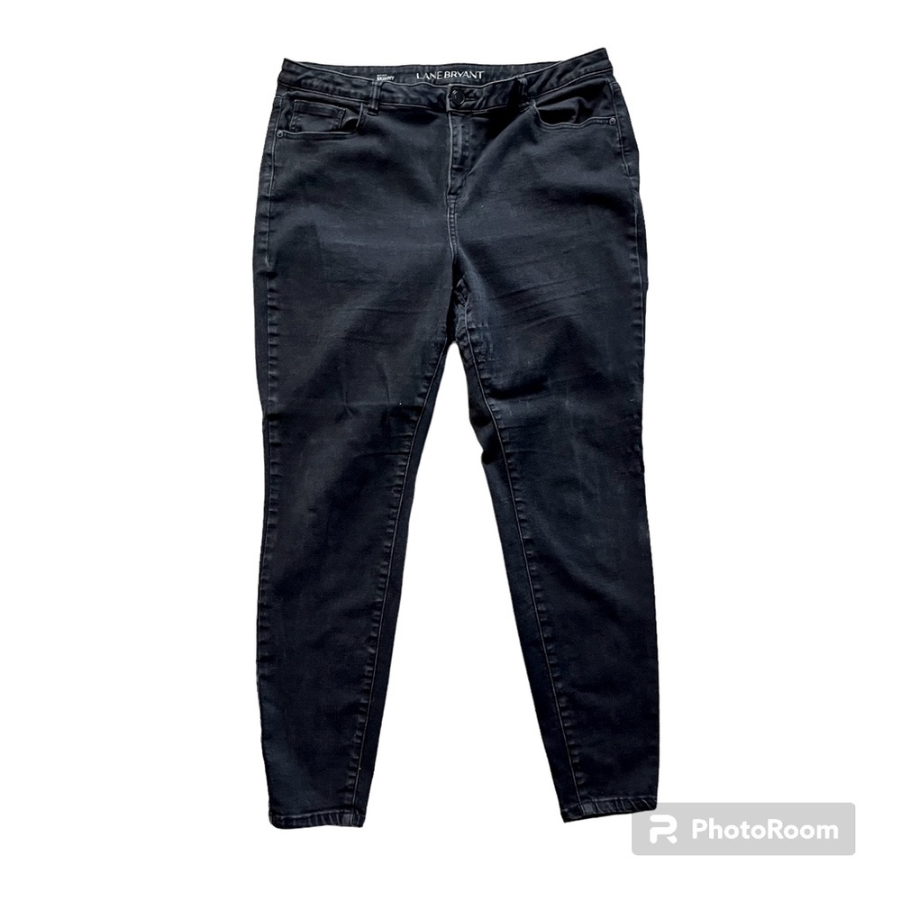 Lane Bryant Stretch Black Denim Jeans Mid Rise Ankle Skinny Size 20 Womens